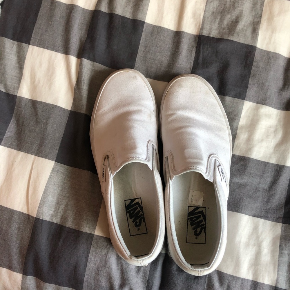 Vans slip on white sneakers